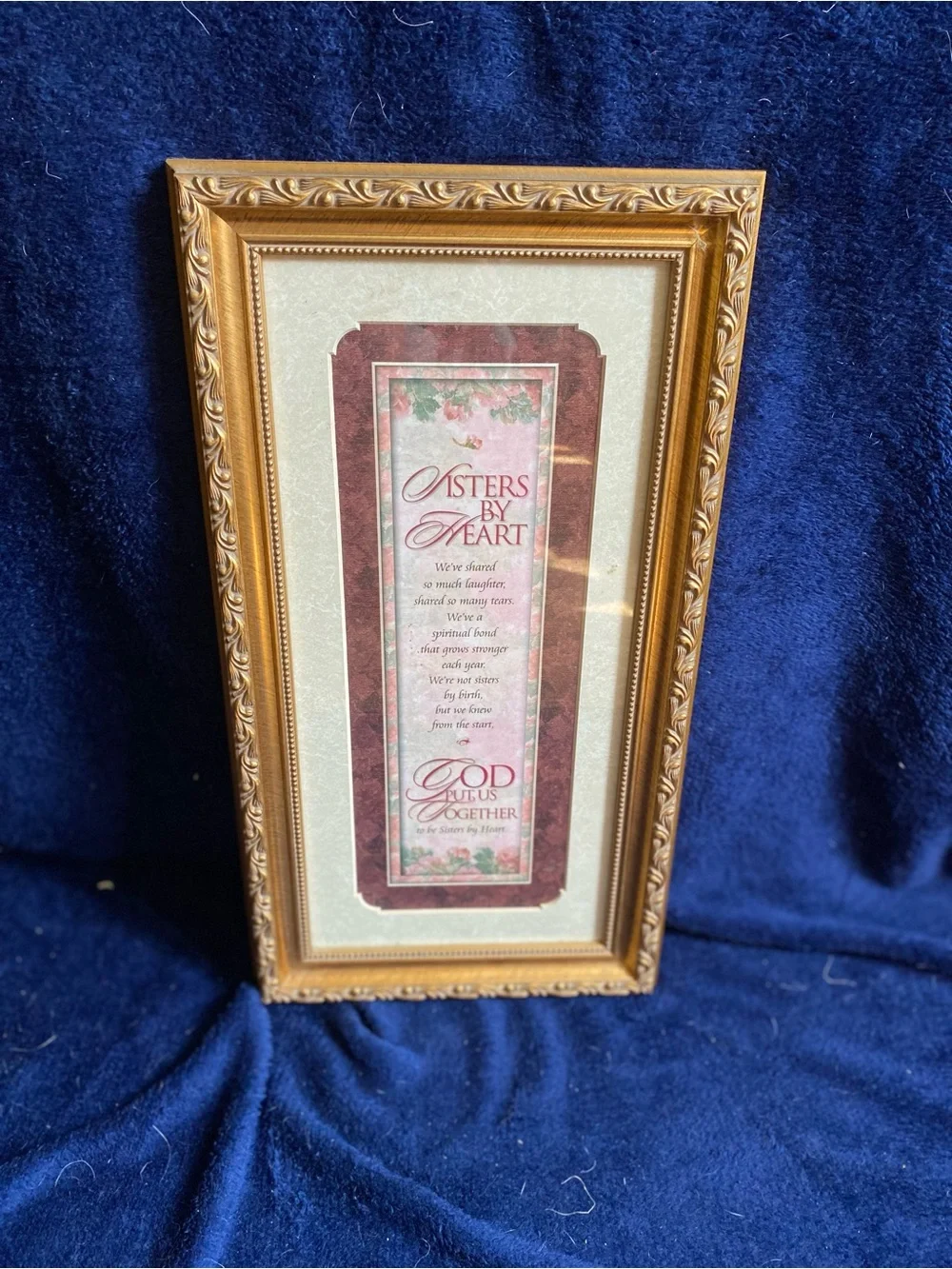 Gold Ornate Picture Frame with Pink Accent Print - Sisters by Heart